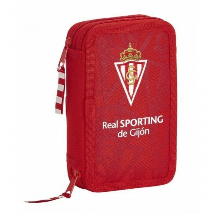 Plumier Doble Real Sporting de Gijón Rojo (28 piezas)