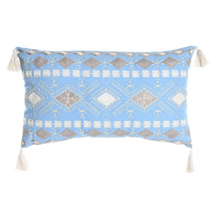 Cojín DKD Home Decor Azul Poliéster Algodón Blanco (60 x 15 x 35 cm)