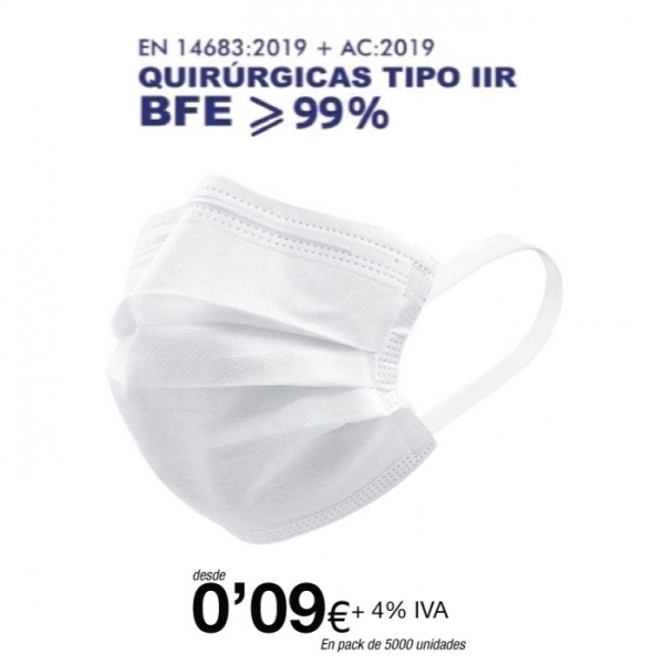 Mascarillas quirúrgicas Blancas tipo IIR de 3 Capas (certificación sanitaria) Mascarillas quirúrgicas Blancas tipo IIR de 3 Capas (certificación sanitaria)