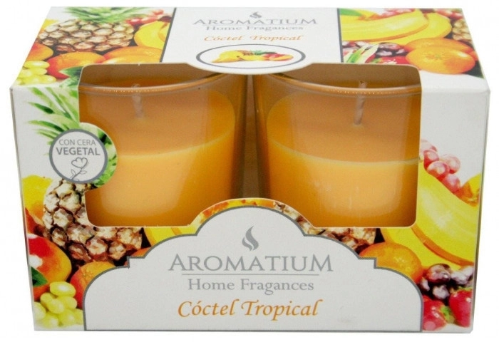 Vela en Vaso de Cristal Cóctel Tropilcal