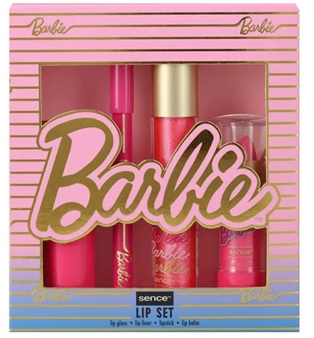 Set Barbie Lip Gloss + Lip Liner + Lipstick + Lip Balm