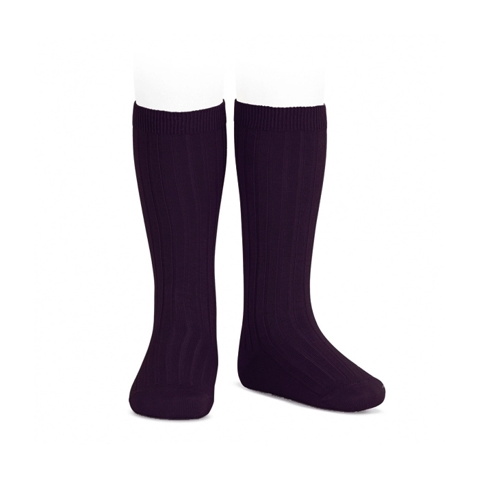 Calcetín Alto de Canalé Violeta Oscuro