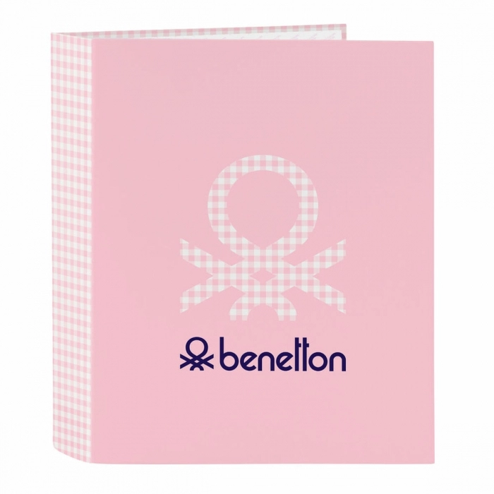 Carpeta de anillas Benetton Vichy Rosa A4 (27 x 33 x 6 cm)