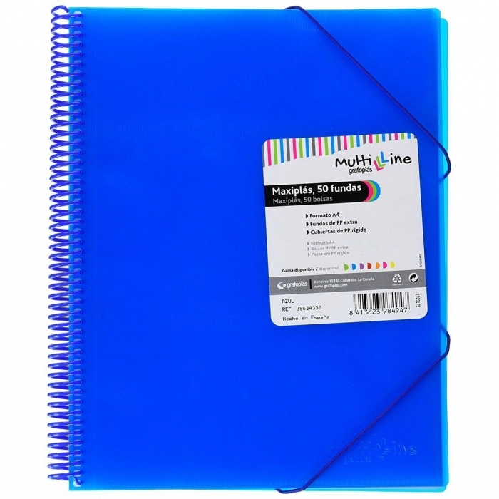 Carpeta Clasificadora Grafoplas Maxiplás Azul A4 Espiral