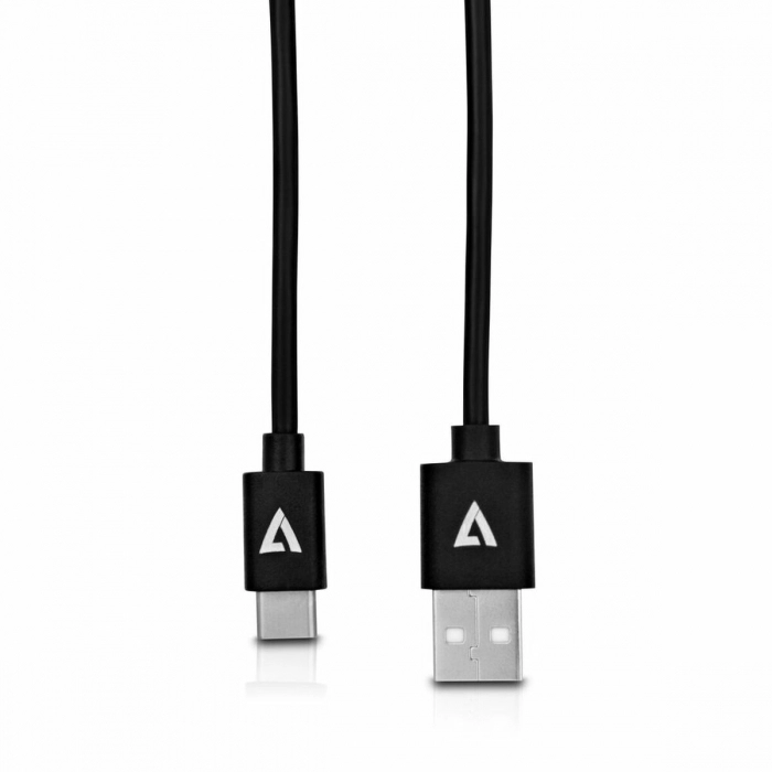 Cable USB A a USB C V7 V7U2AC-2M-BLK-1E     Negro