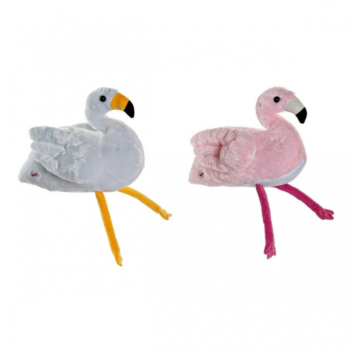 Peluche DKD Home Decor Blanco Rosa Poliéster Flamenco (2 pcs) (34 x 25 x 27 cm)