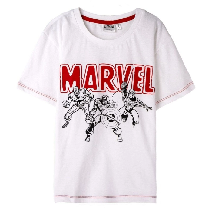 Camiseta de Manga Corta Infantil Marvel Blanco