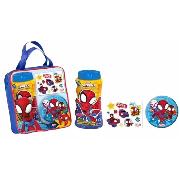 Set Spiderman Gel De Baño Y Champú 2en1 300ml + Esponja + Tatuajes Temporales