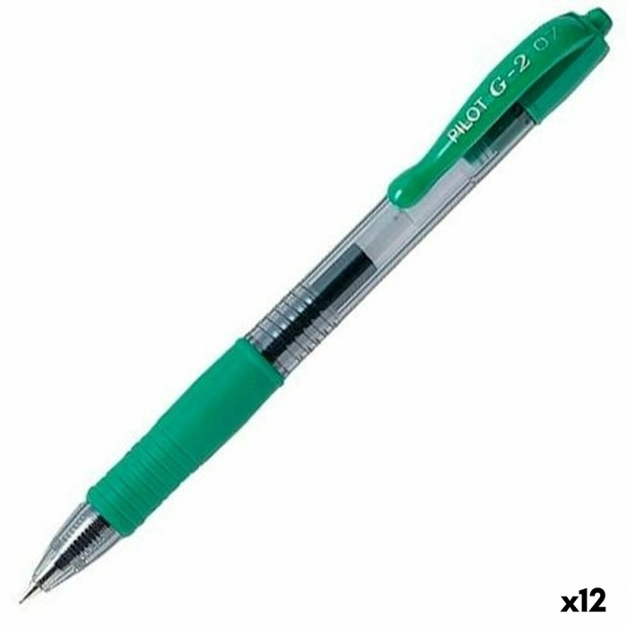 Bolígrafo de gel Pilot G-2 07 Verde Bola 0,4 mm (12 Unidades)