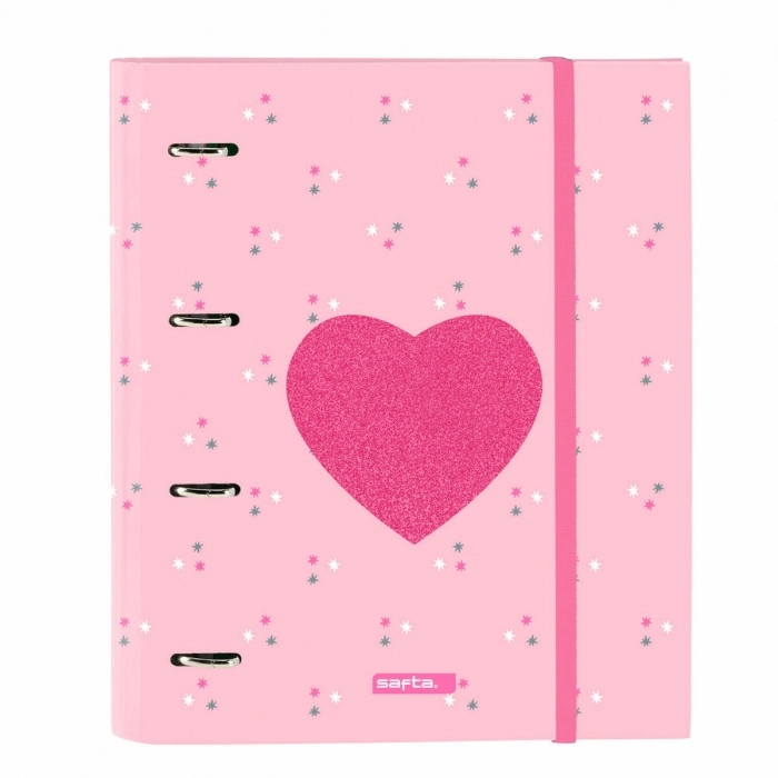 Carpeta de anillas Safta CorazÓn A4 Rosa (27 x 32 x 3.5 cm)