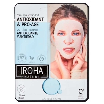 Mascarilla Facial Antioxidante Antiedad Q10+Ácido Hialurónico 100% Biodegradable