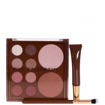 Set Paleta Sombra Ojos + Bronceador + Iluminador + Brocha + Prebase