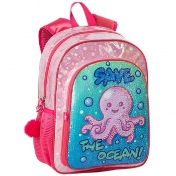 Mochila Escolar Save the Ocean! Rosa Pulpo (31 x 42 x 15 cm)