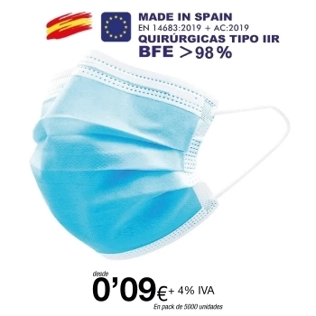 Mascarillas quirúrgica tipo IIR de 3 Capas (certificación sanitaria) Mascarillas quirúrgica tipo IIR de 3 Capas (certificación sanitaria)