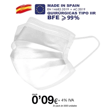 Mascarillas quirúrgicas Blancas tipo IIR de 3 Capas (certificación sanitaria) Mascarillas quirúrgicas Blancas tipo IIR de 3 Capas (certificación sanitaria)