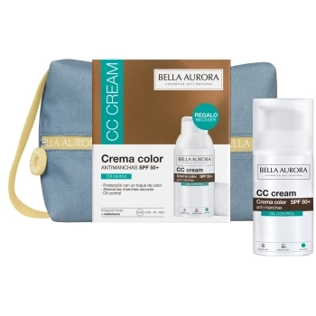 Set CC Cream Antimanchas Oil Control Spf 50+ 30ml + Bolsa Jean Amarilla