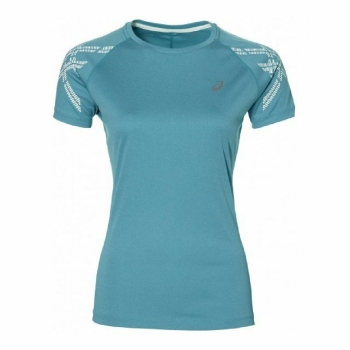 Camiseta de Manga Corta Mujer Asics  Stripe SS Top 141224 8057 Azul