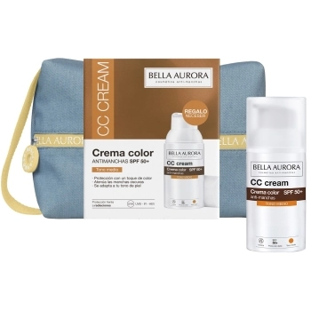 Set CC Cream Antimanchas Tono Medio Spf 50+ 30ml + Bolsa Jean Amarilla