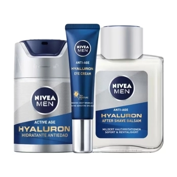 Set Nivea Men Hyaluron Crema Antiedad 50ml + Contorno 15ml + After Shave 100ml