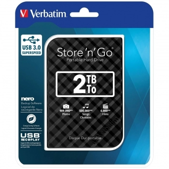 Disco Duro Externo Verbatim Store 'n' Go 2 TB USB 3.0 HDD 2,5