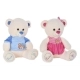 Oso de Peluche DKD Home Decor Beige Azul Rosa Poliéster Infantil Oso (2 Unidades